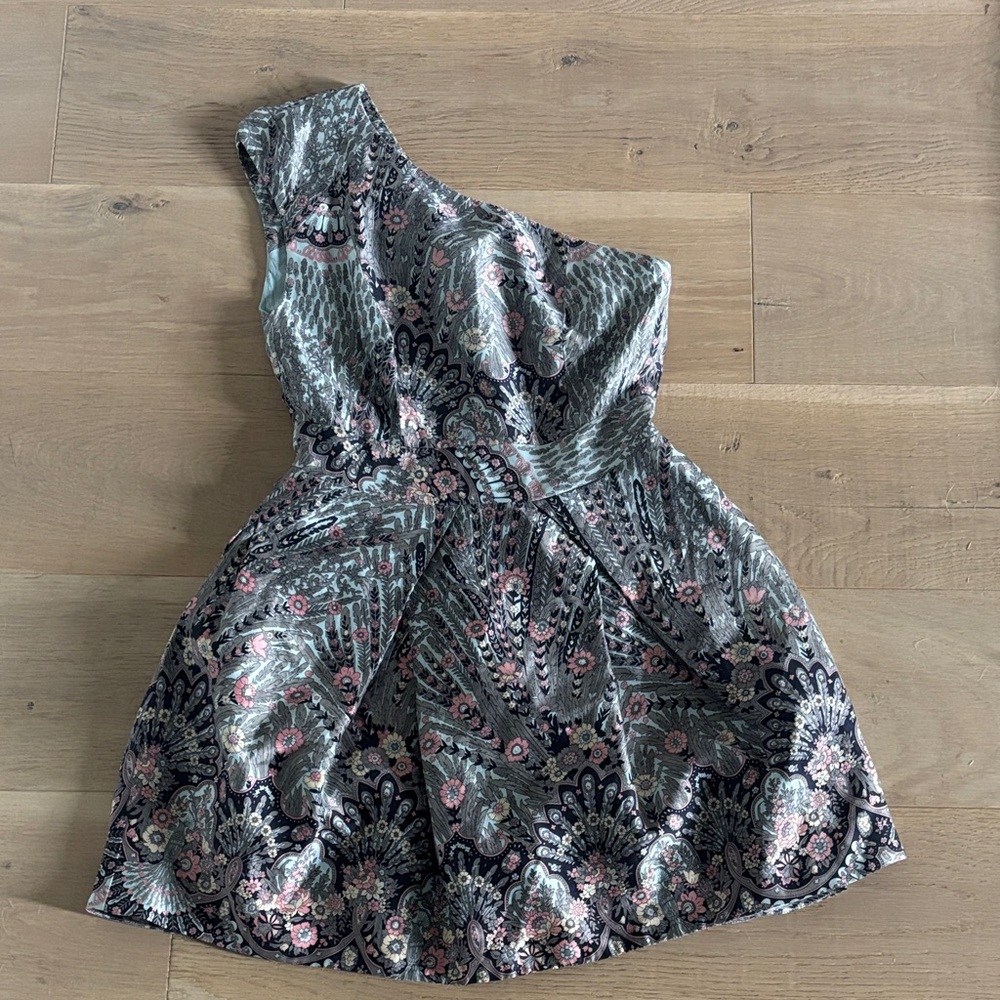Zimmermann One-Shoulder Mini Dress in Black and Pink - Fits a Small
